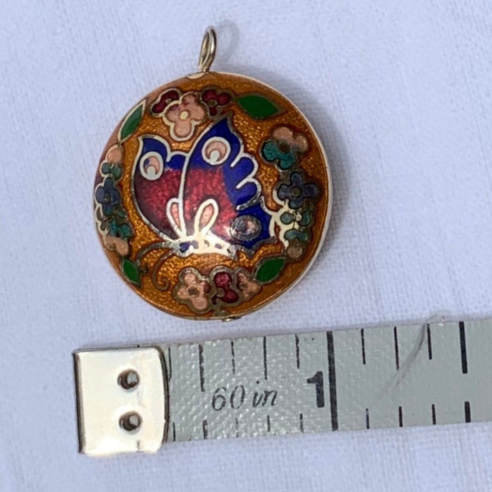 Vintage Cloisonne Pendant, Butterfly